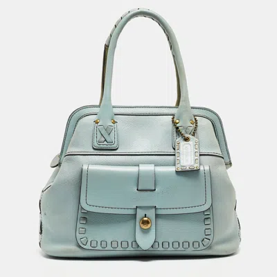 Shop Coach Leather Legacy Thompson Satchel In Blue