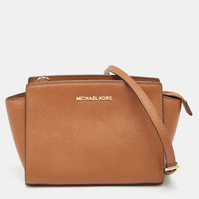 Shop Michael Michael Kors Leather Medium Selma Crossbody Bag In Brown