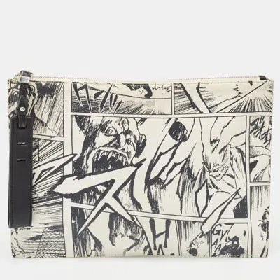 Shop Mcq By Alexander Mcqueen Manga Print Leather Zip Pouch In White