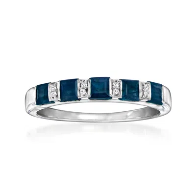 Ross-simons Sapphire Ring With Diamond Accents In Sterling Silver In Blue