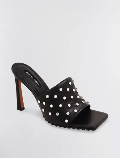 Shop Bcbgmaxazria Porsha Slide Heel In Black Leather