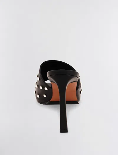 Shop Bcbgmaxazria Porsha Slide Heel In Black Leather