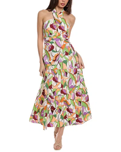 Shop London Times Tiered Poplin Maxi Dress In Multi