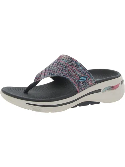 Shop Skechers Womens Knit Slip-on Slide Sandals In Multi