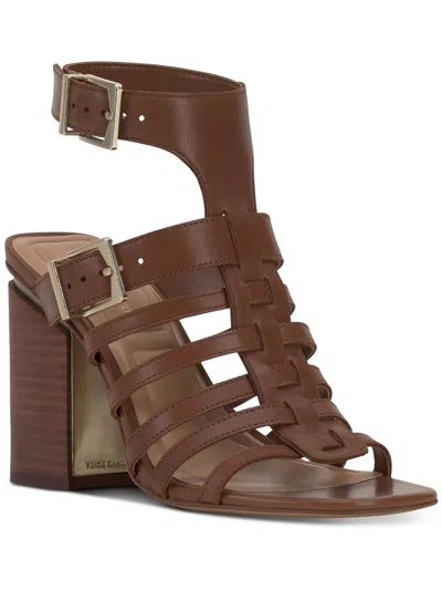 Shop Vince Camuto Hicheny Womens Leather Caged Slingback Sandals In Brown