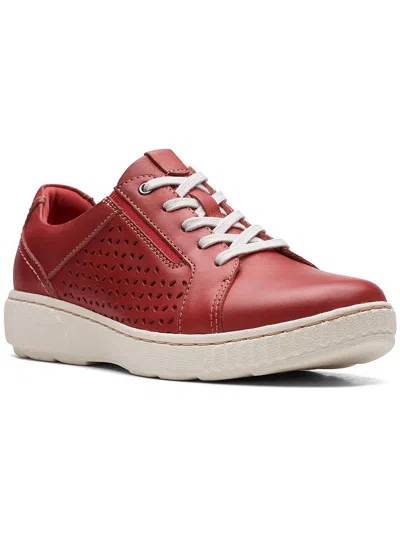 Shop Clarks Caroline Ella Womens Perforated Casual And Fashion Sneakers In Red