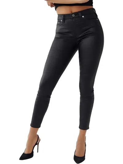 Shop True Religion Jennie Curvy Womens High-rise Coated Skinny Jeans In Black