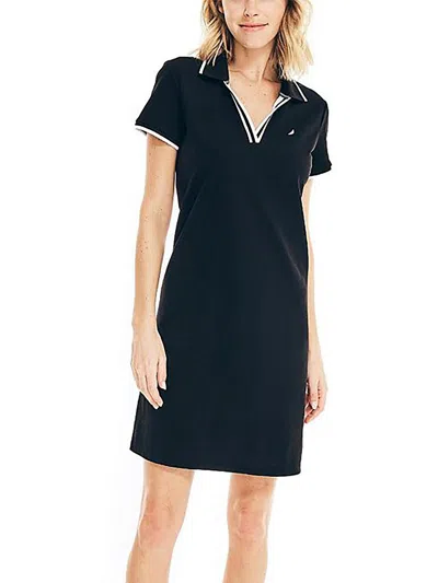 Shop Nautica Womens Mini Polo Shirtdress In Black