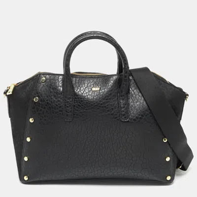 Shop Dkny Signature Canvas And Leather Ewen Studded Satchel In Black