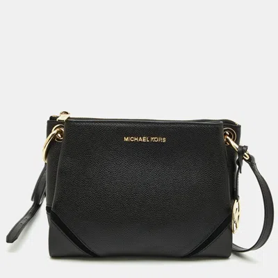 Shop Michael Kors Leather Nicole Crossbody Bag In Black