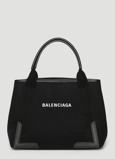 Shop Balenciaga Women Navy S Cabas Tote Bag In Black