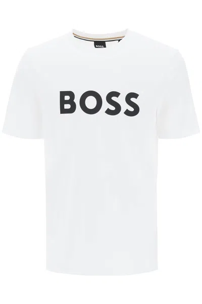 Shop Hugo Boss Boss Tiburt 354 Logo Print T-shirt Men In White