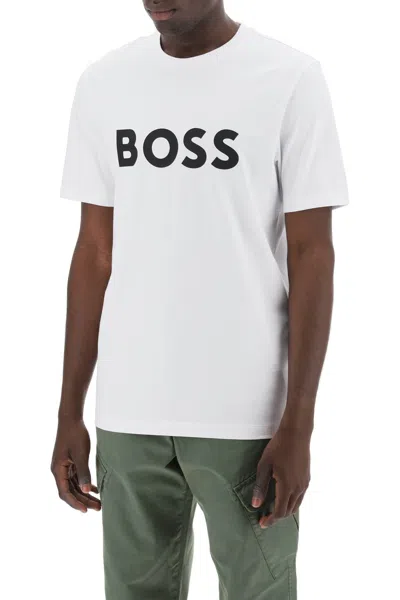 Shop Hugo Boss Boss Tiburt 354 Logo Print T-shirt Men In White