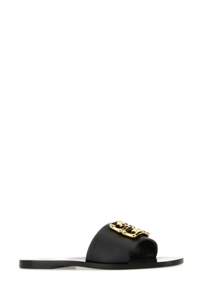 Shop Givenchy Woman Black Leather 4g Baroque Slippers