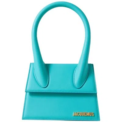 Jacquemus Women Le Chiquito Moyen Blue Leather Shoulder Bag In Blue