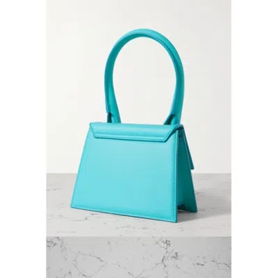 Jacquemus Women Le Chiquito Moyen Blue Leather Shoulder Bag In Blue