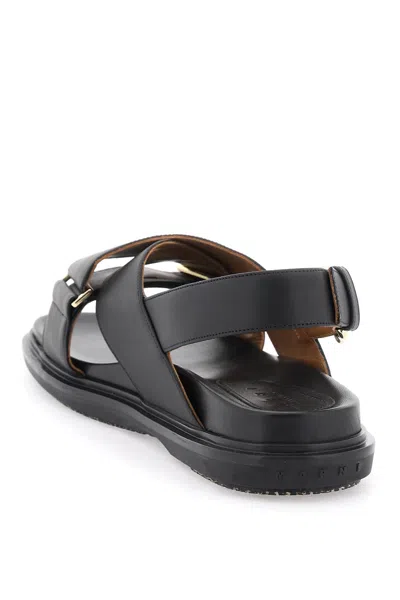 Shop Marni Fussbett Leather Sandals Women In Black