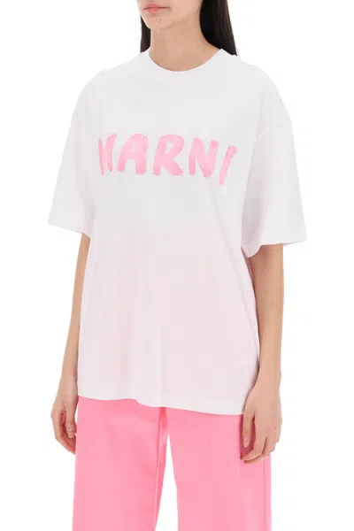 Shop Marni T-shirt With Maxi Logo Print Women In Multicolor