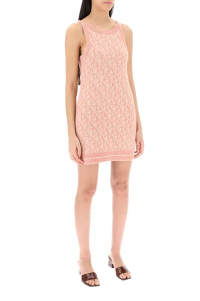 Shop Palm Angels Monogram Knitted Mini Dress Women In Multicolor