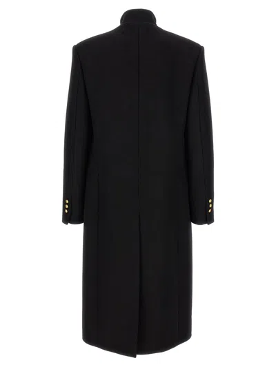 Shop Balmain Single-breasted Long Coat In Black