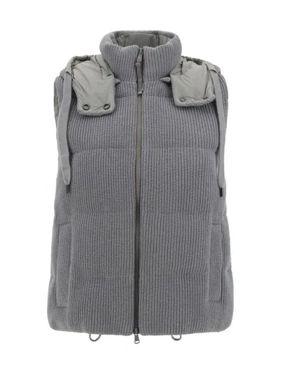 Shop Brunello Cucinelli Down Jackets In Peltro+grigio Chiaro
