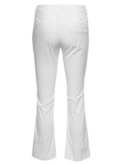 Shop Pt Torino White Crop Flared Pants In Stretch Cotton Woman