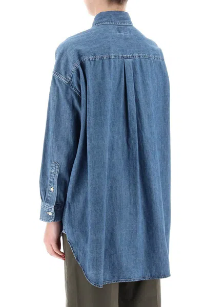 Shop Polo Ralph Lauren Denim Oversized Shirt For Women In Blu