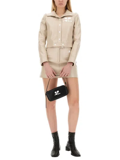 Shop Courrèges Mini Reedition Skirt In Beige