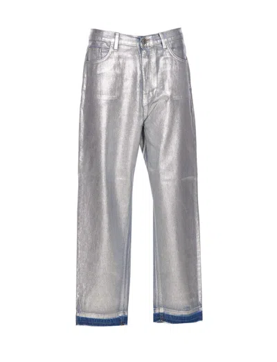 Shop Elisabetta Franchi Jeans In Silver