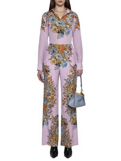 Shop Etro Trousers In Stampa F.do Viola