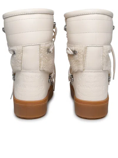Shop Chiara Ferragni 'snow Cf' Ivory Faux Fur Boots In Cream