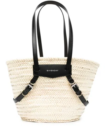 Shop Givenchy Voyou Medium Rafia Basket Bag In Black