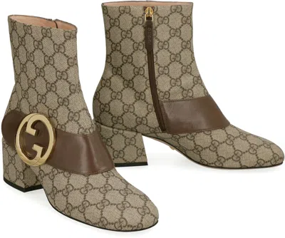 Shop Gucci Blondie Ankle Boots In Beige