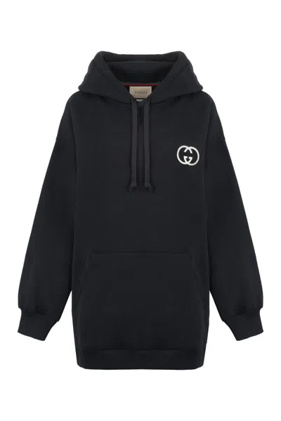 Shop Gucci Hooded Sweatshirt In Black