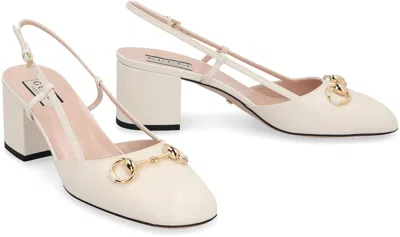 Shop Gucci Leather Slingback Pumps In Ivory