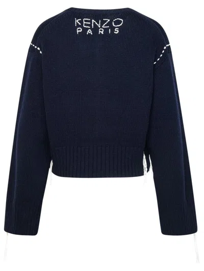 Shop Kenzo ' Sashiko Stitch' Sweater In Navy
