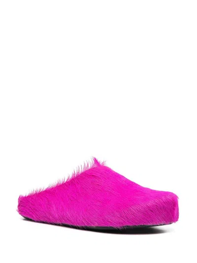 Shop Marni Fussbett Faux-fur Slippers In Fuchsia