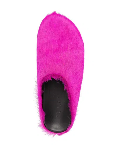 Shop Marni Fussbett Faux-fur Slippers In Fuchsia