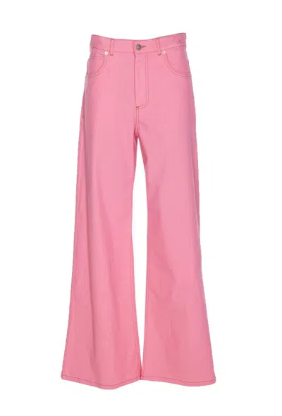 Shop Marni Trousers In Pink Clematis