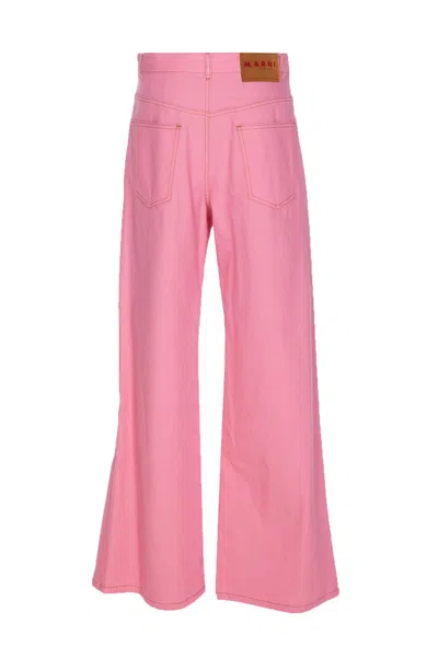 Shop Marni Trousers In Pink Clematis