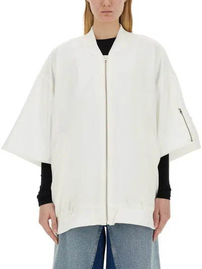 Shop Mm6 Maison Margiela Wide Sleeve Bomber Jacket In White