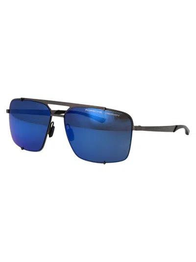 Shop Porsche Design Sunglasses In D279 Blue/mirror Blue