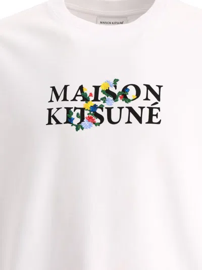 Shop Maison Kitsuné " Flowers" T-shirt In White