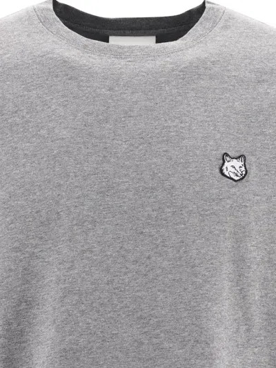 Shop Maison Kitsuné "tonal Fox Head" T-shirt In Grey