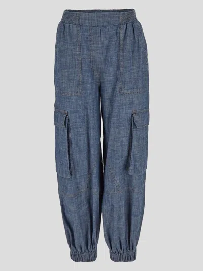 Shop Semicouture Trousers In Chambray