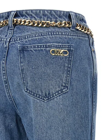 Shop Michael Kors 'flare Chain Belt' Jeans In Blue