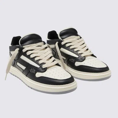 Shop Represent White And Black Leather Reptor Low Panelled Sneakers
