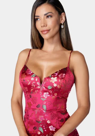 Shop Bebe Floral Jacquard Midi Dress In Rose