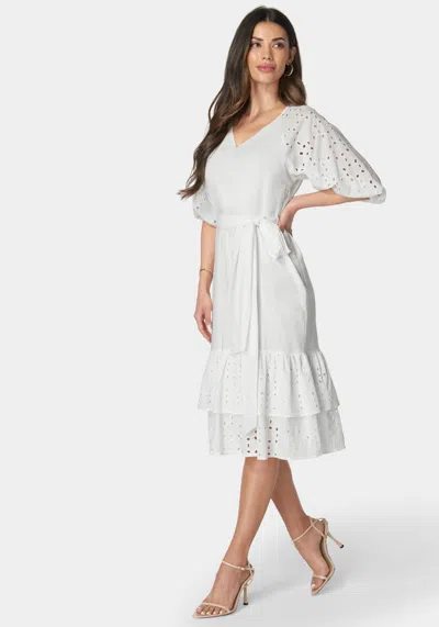 Bebe Cotton Eyelet Dress In New White