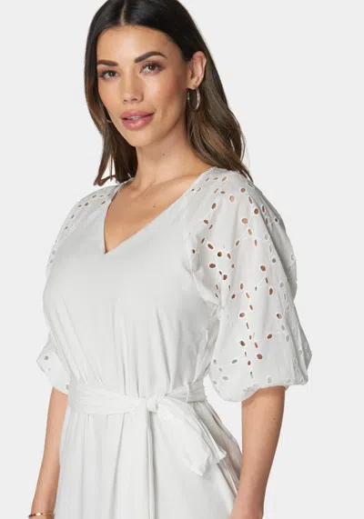Bebe Cotton Eyelet Dress In New White